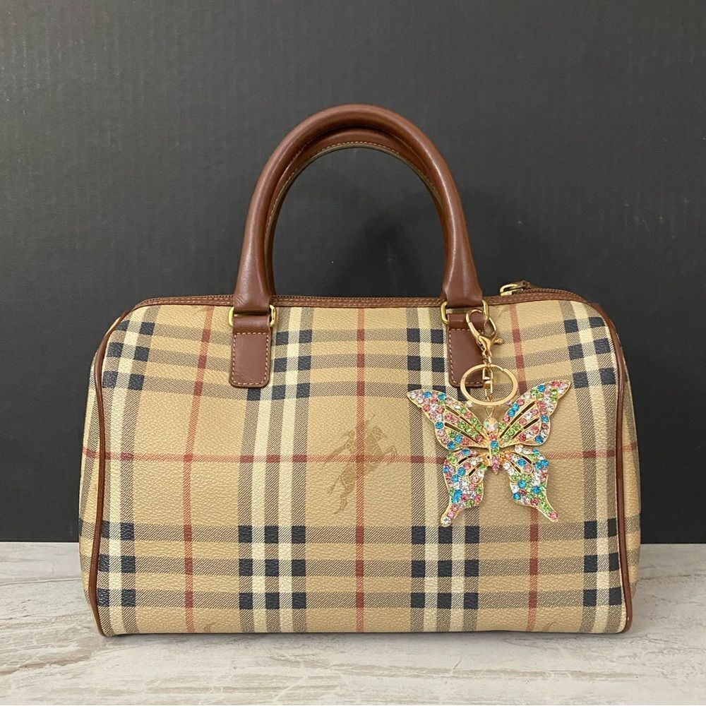 BURBERRY Nova Check Pvc Leather Boston Handbag